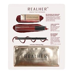 REALHER COSMETICS 3PC SET WITH MAKEUP BAG - BRAND NEW
